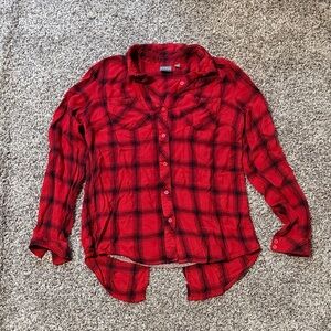 Red and Black Plaid Blouse